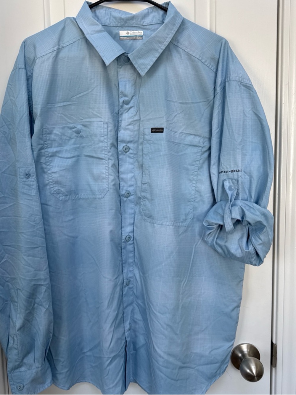 Columbia Light Blue Check Performance Shirt